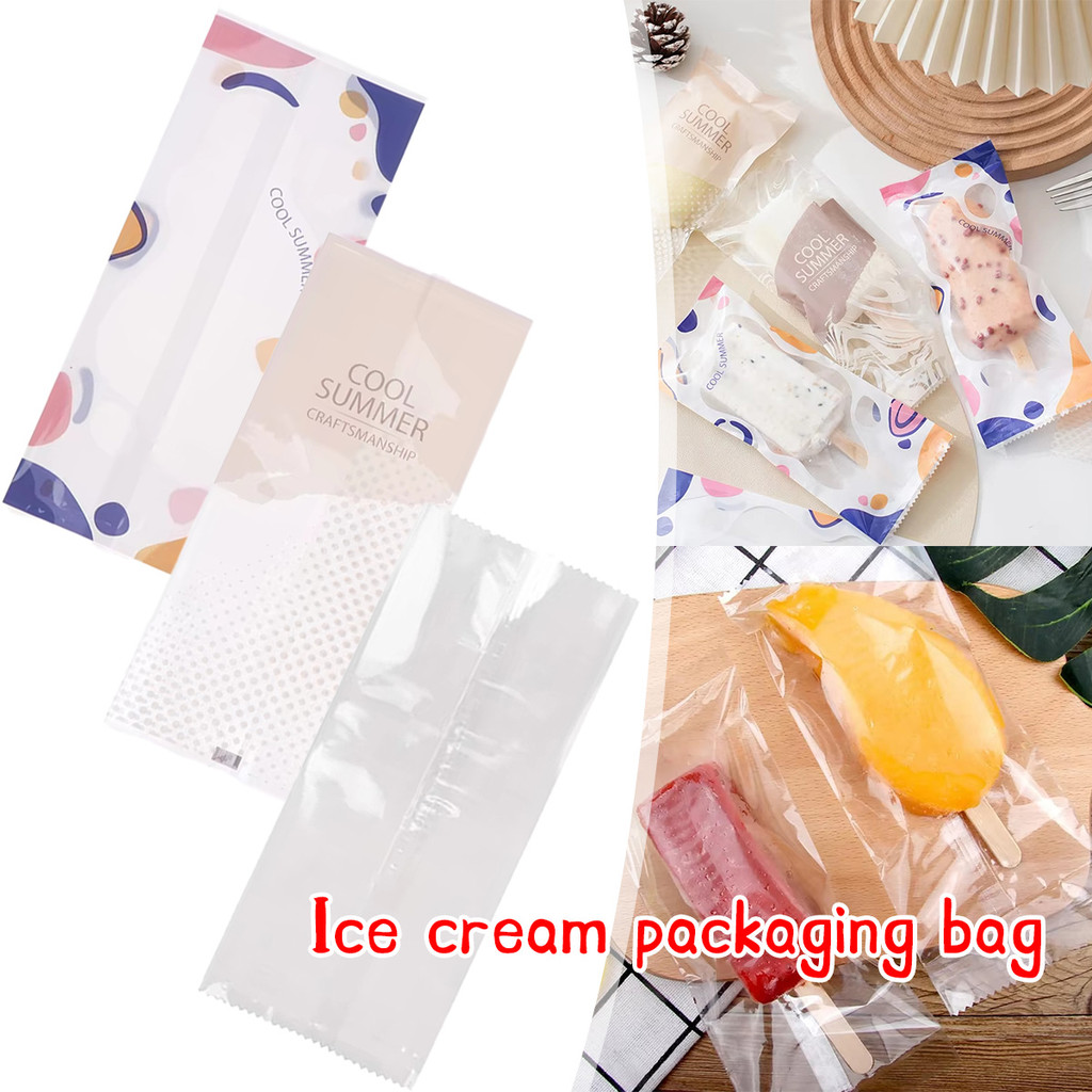 【100pcs】 kemasan eskrim plastik Penyimpanan es krim dan es loli Kantong kemasan es loli transparan t