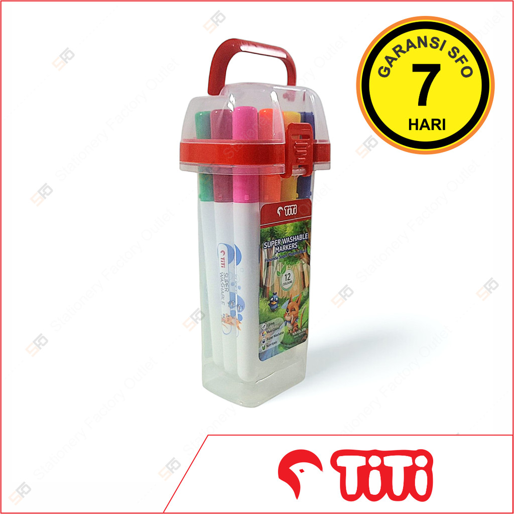 

Spidol Ajaib Super Bersih Titi isi 12 - Super Washable Marker - SFO Semarang Official