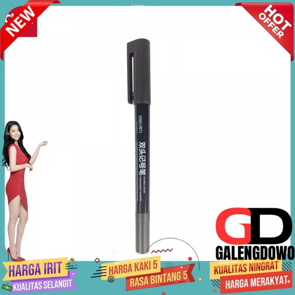 

Deli Pena Permanen Dual Head Tip Marker Pens Waterproof - 6823