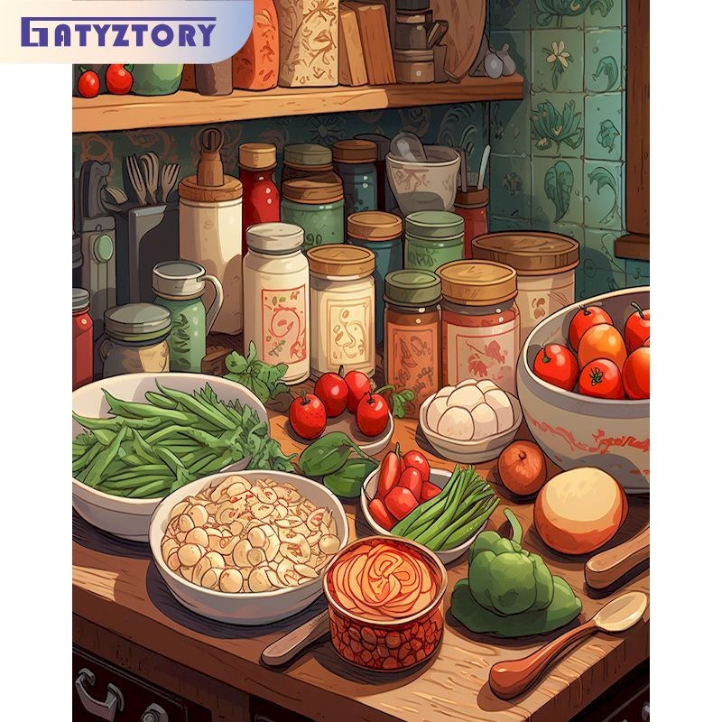 

GATYZTORY Frame Fruits DIY Oil Painting By Numbers Kit Scenery Acrylic Paint On Canvas Unique Gift Calligraphy Painting 40x50cm