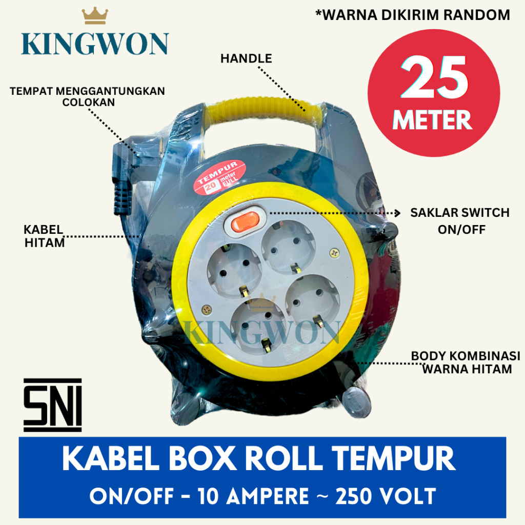 ROLL KABEL BOX KABEL 20 M 25 M COLOKAN LISTRIK STOP KONTAK + KABEL PANJANG 20 METER 25 METER TEMPUR