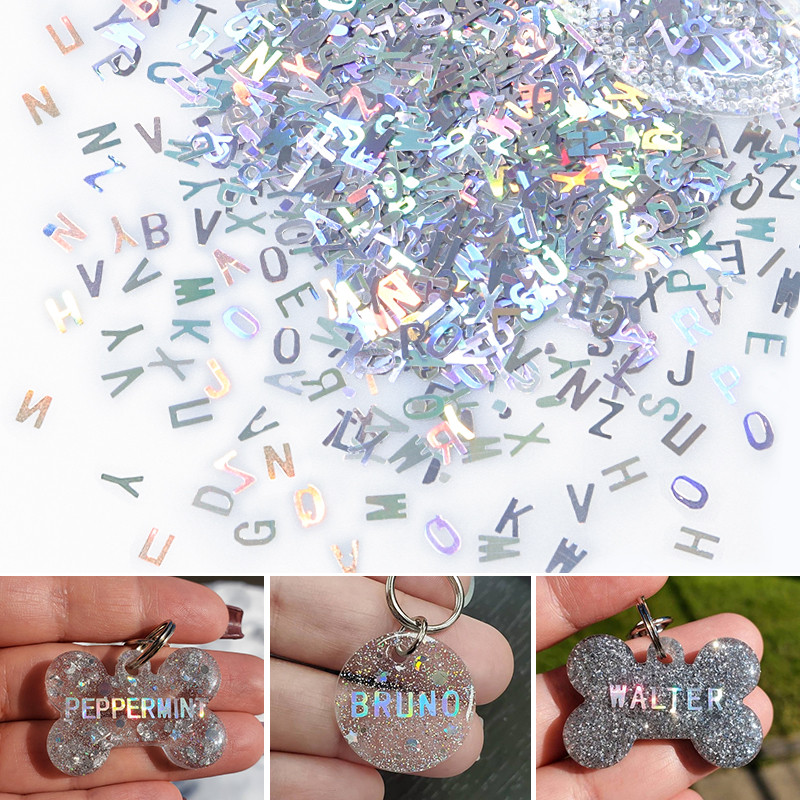 

Holographic Glitter English Alphabet Flakes For Epoxy Resin Filling Laser Letter Resin Sequins Filler Silicone Mold Handmade DIY