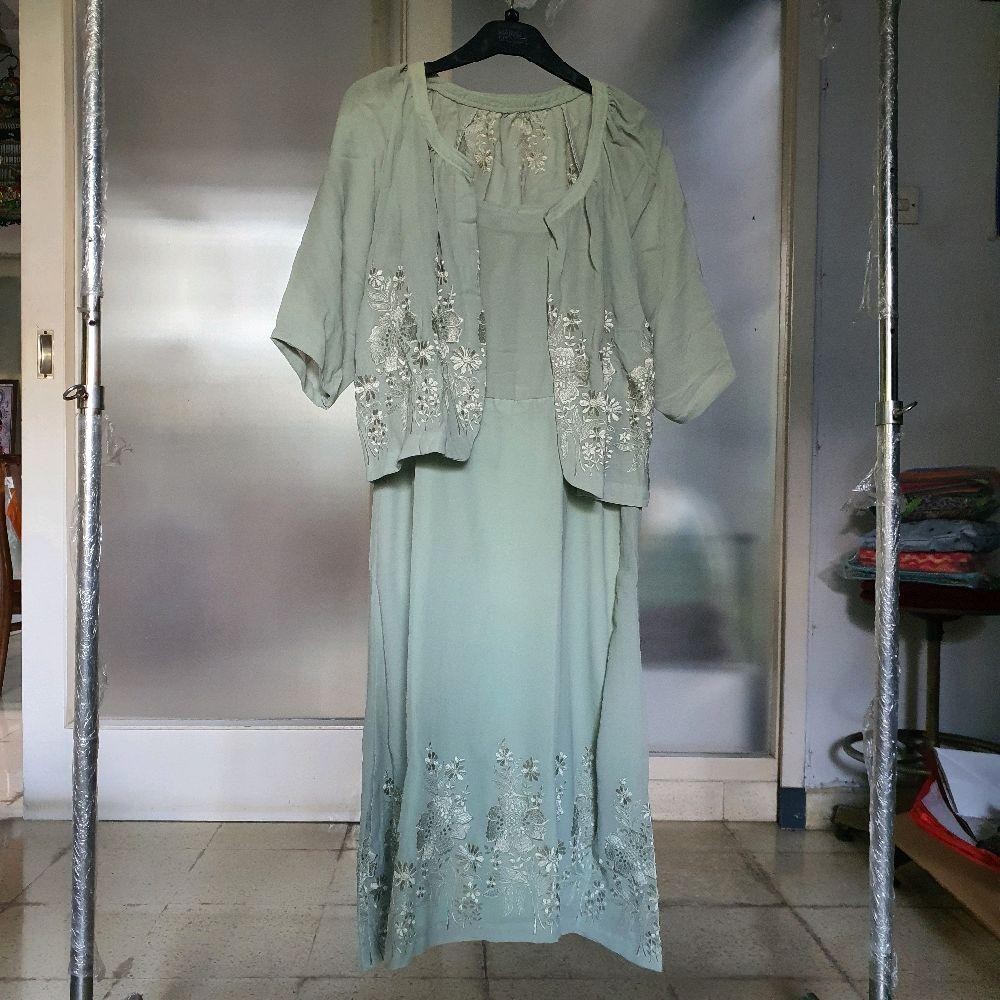 G baju wanita dress outer hijau muda mint preloved second Gaun Pesta Kondangan Midi Formal Casual