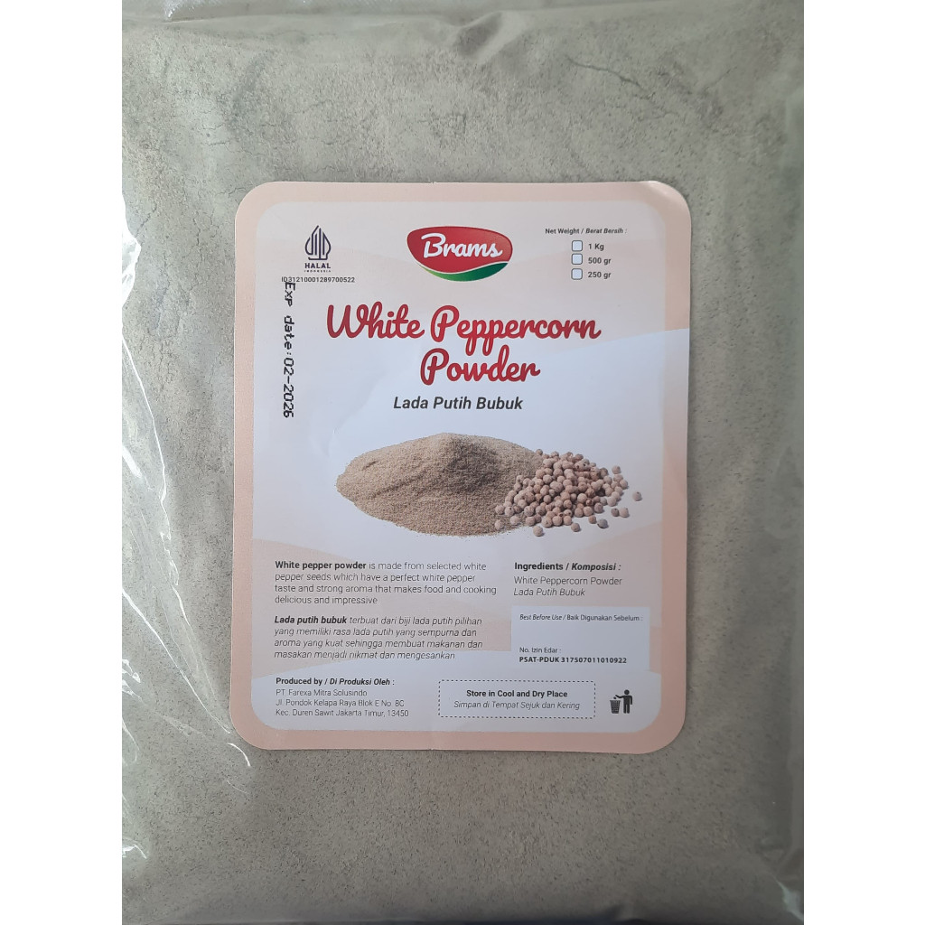 

Lada Putih Bubuk Food Grade / White Pepper / Merica Bubuk 1Kg