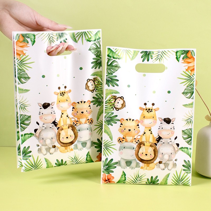

10/50pcs Jungle Animal Gift Bags Candy Handheld Bags Jungle Birthday Party Packaging Bags Baby Shower Decoration Favors Supplies