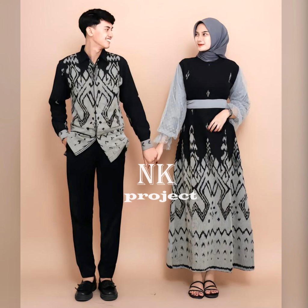 Ready Stock Baju Tenun Couple Gamis Tenun Dress Tenun Baju Kondangan Rahayu A1 NK Project