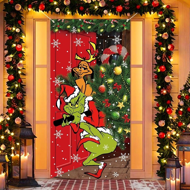 Green Christmas decorations door cover Christmas Christmas Christmas winter holiday home kitchen