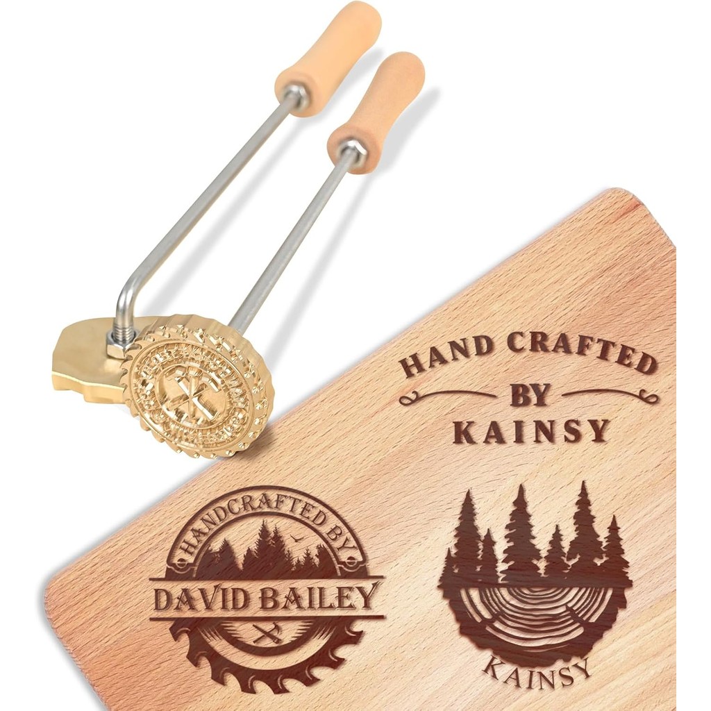 

Custom Branding Iron Stamp DIY LOGO Heating Brass Embosser Seals with Handle for Wood Leather Cake Hamburger Wedding Party Craft