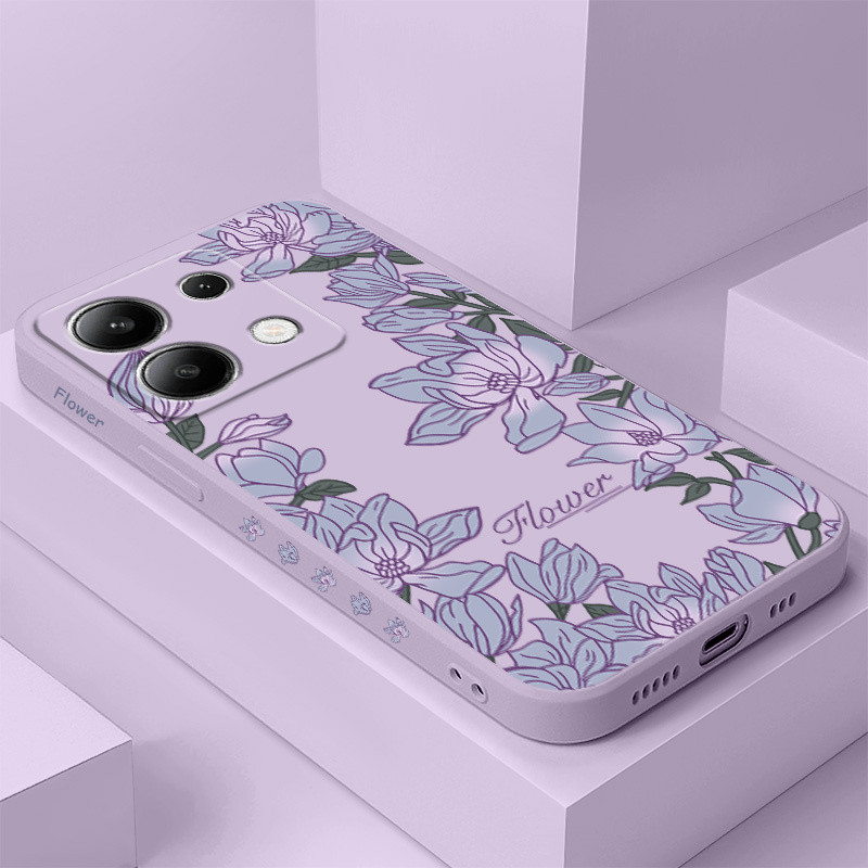 Flower Bud Purple Phone Case For Xiaomi Redmi Note 14 13 12 12S 11 11S 10 10S 9 9S Pro Plus 4G 5G Li