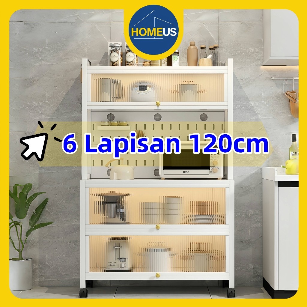 

Homeus Lemari Dapur Minimalis Rak Dapur Serbaguna Rak Oven Microwave kabinet penyimpanan multi-layer oven microwave rak penyimpanan