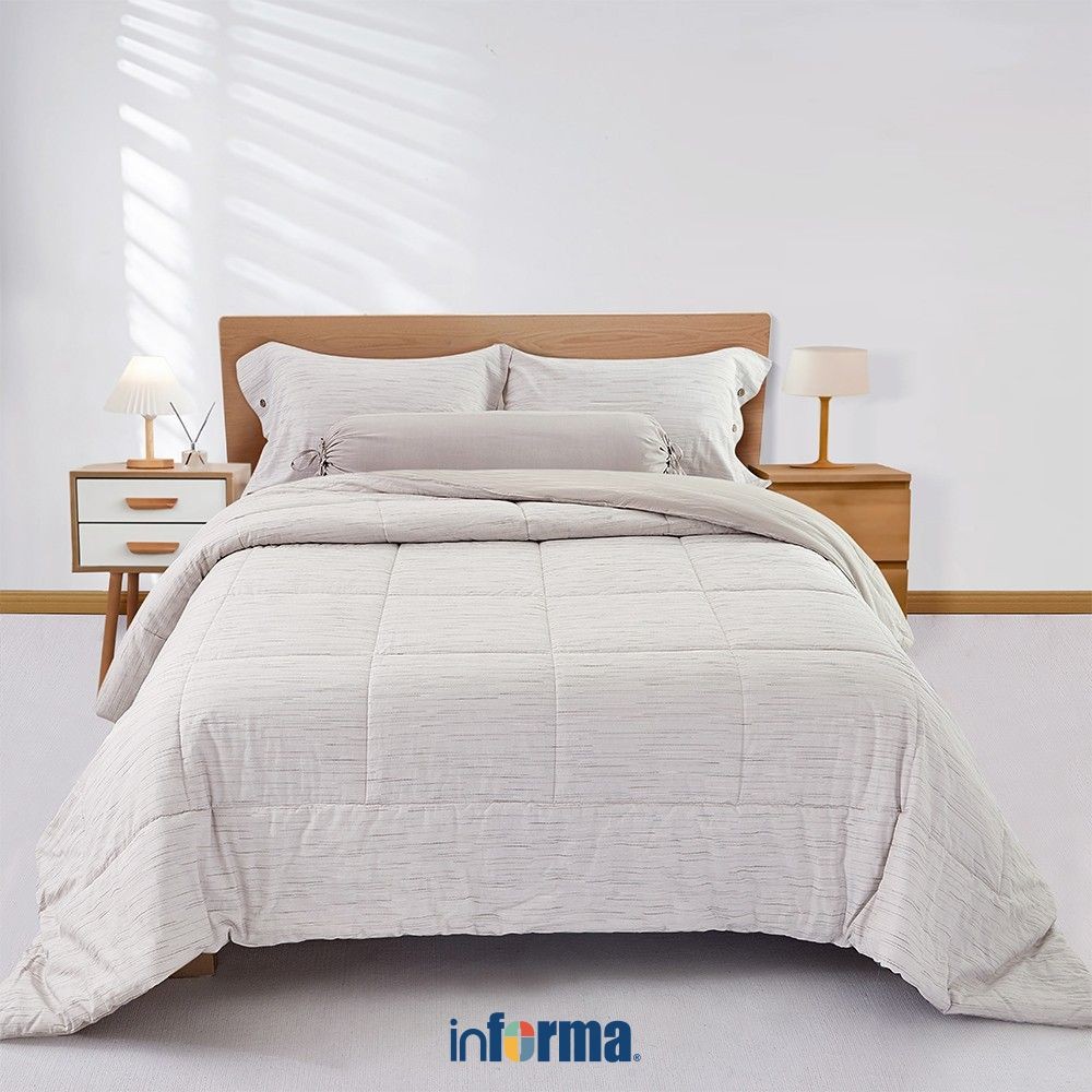 Informa Set Seprai Katun Yarn Dyed Boja Biyu King Queen Single 180x200 160x200 120x200 Sprei Seprei 