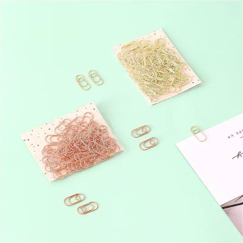 

50pcs Gold Rose Gold Paper Clips Mini Love Heart Binder Clips Bookmarks Tickets Photo Clamp Patchwork Clips Office Supplies