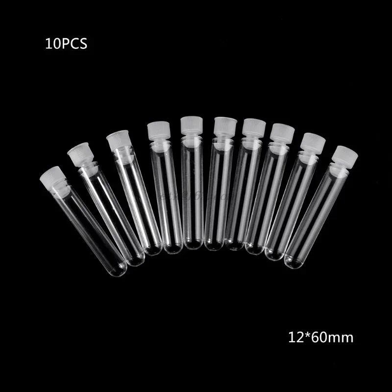 10Pcs Clear Plastic Test Tube With 12x60mm U-shaped Bottom Long Test Tube Lab Supplies