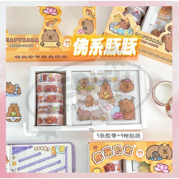 

AS PROMO COD Stiker Roll Set 2D Kapibara Capy Set Sticker Momo Kartun Korea Lucu Anti Air A-SK020