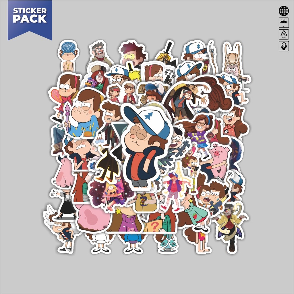 

[100PCS]Stiker Pack Stiker Kartun Series Gravity Falls Karakter Mix 4 Aesthetic Vinyl Anti Air Dekorasi Sticker Laptop Buku Journal Koper Helm Casing HP Gitar Helm Skateboard