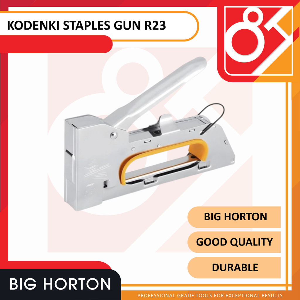 

Kodenki Stapler Staples Gun Manual Tangan R23 Jok Motor Mebel Bingkai Furniture Pintu Kayu Papan