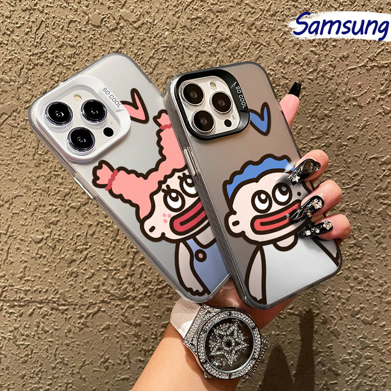 Lucu Boy Couple Hologram PC Case Samsung Galaxy A15 A14 A13 A55 A05s A06 A05 A04E A03 A32 A35 A12 A0
