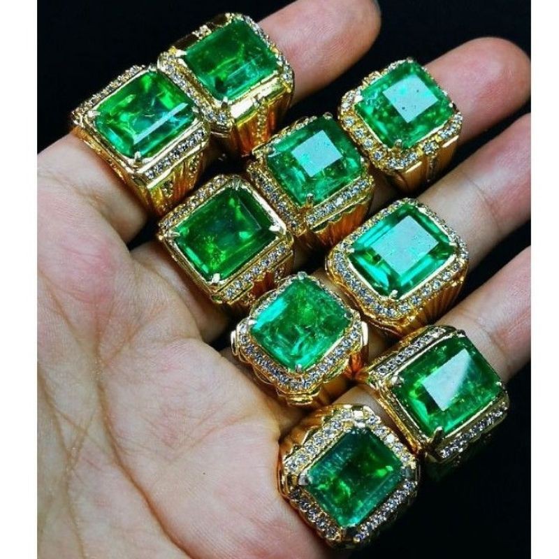 Cincin Pria Termurah Batu cincin Jamrud Rusia octagon super crystal HQ