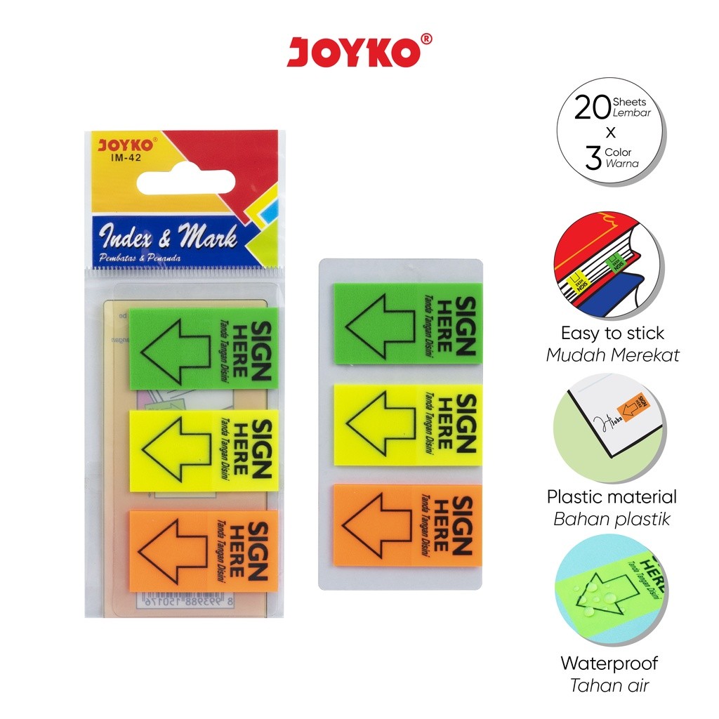 

Index & Mark Penanda Pembatas Joyko IM-42 Plastik - Sticky Note Page Markers Flags Index