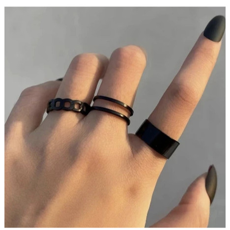 Cincin Set 3 in 1 Ivonette Cincin Fashion 3Pcs Cincin Korea Silver Gaya Punk Aesthetic Cincin Pria k