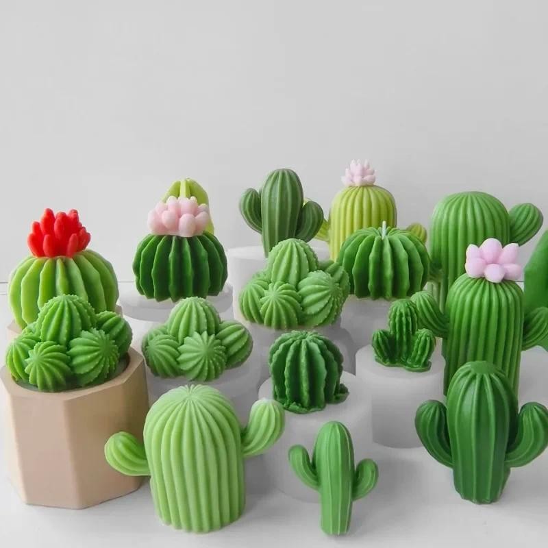 

DIY Cactus Aromatherapy Candle Silicone Mold Simulation Cactus Dropper Resin Gypsum Ornament Mold DIY Glue Resin Succulent Mould