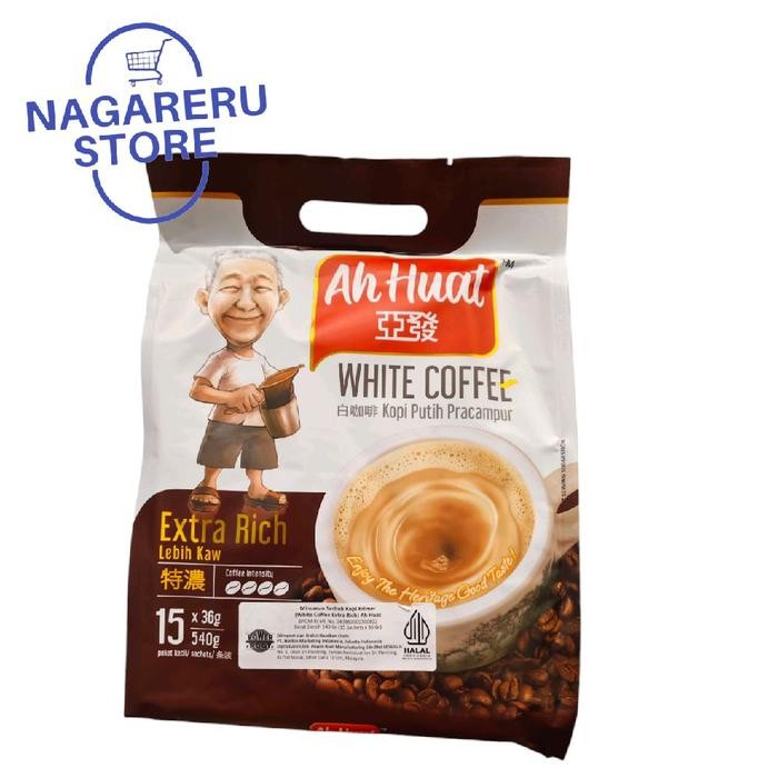 

Ah huat white coffee extra rich 540gr (15 sachets x 36gr)