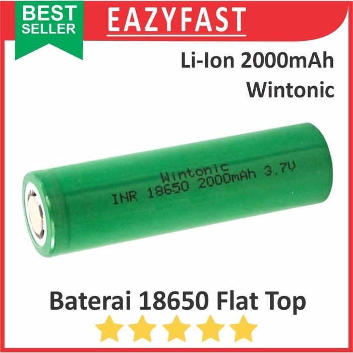 Baterai 18650 Wintonic 2000mAh Lithium Ion Li-Ion Batre Cas Ces Charge Recharge Ori Original Real