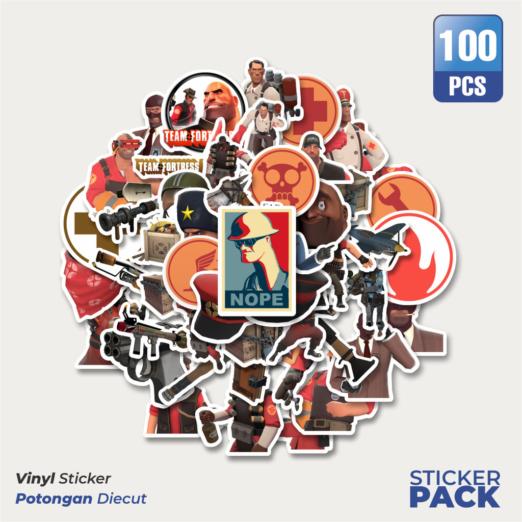 

100 PCS STIKER Stiker Game Series Team Fortres Character V6 Waterproof Aesthetic- Untuk Laptop, Motor, dan Helm - Paper Stationery Pack
