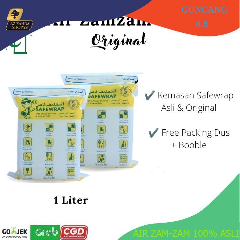 

Air Zamzam 1 Liter Safewrap Air Zamzam Terbaik di dunia Kemasan 1 Liter Air Suci Air Alkali Asli Madinah Al harramain