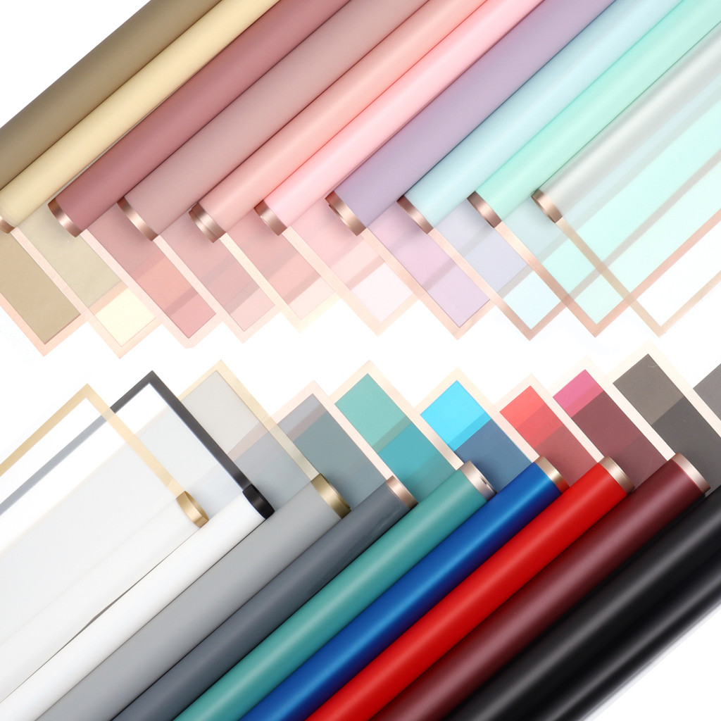 

20 Sheets Flower Wrapping Paper With Golden Border Colorful Waterproof Florist Bouquet Wrapping Material For Gift Packing