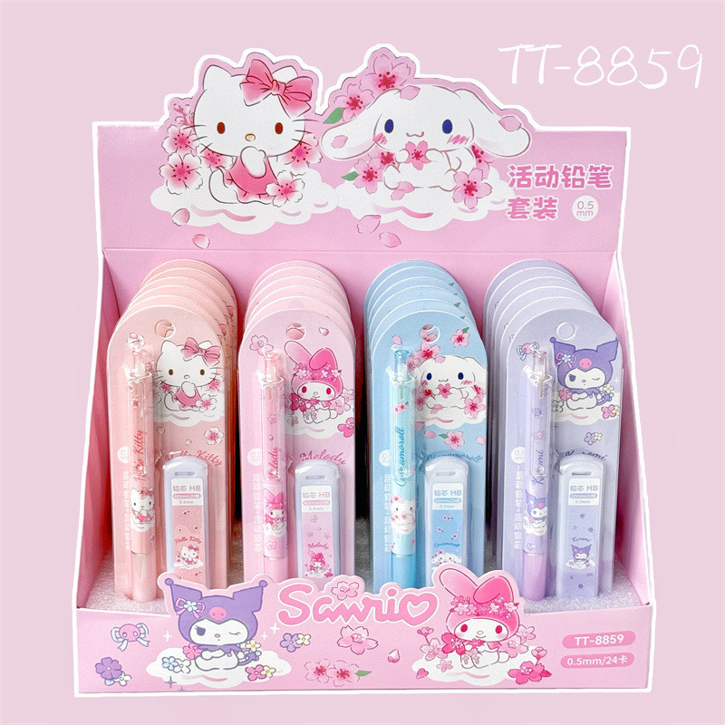 

4-24pcs Sanrio Hello Kitty Sakura Series 0.5mm Mechanical Pencil Stationery High Face Value Automatic Pencil Wholesale