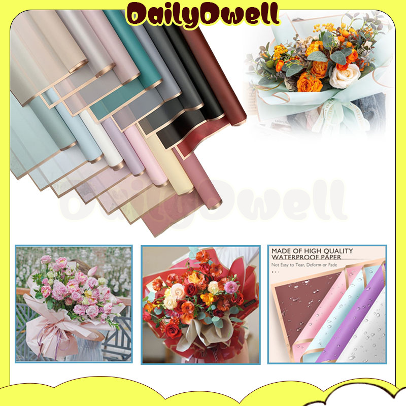 

bi color gold emas 2 side premium florist kertas buket bunga emas korea cellophane/kertas buket bunga list /kertas buket bunga list/