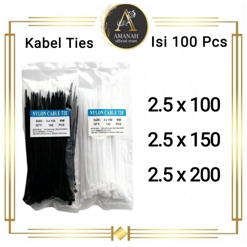

Kabel Ties 1Pack isi 100PCS , 2.5 x 10cm , 15cm , 20cm Kabel Tie / Cable Tis / Kabel Tis / 2.5mm * 10cm , 15cm , 20cm Nylon Cable Tie Serbaguna Hitam Putih Warna Warni