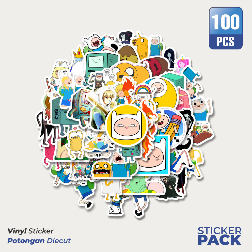 

MURAH 100 PCS Stiker Kartun Series Adventure Time Character Mix 6 Waterproof Aesthetic- Untuk Laptop, Motor, dan Helm - Paper Stationery Pack