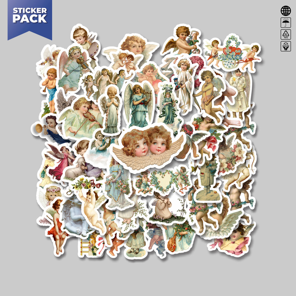 

[100PCS]Stiker Pack Stiker Vintage Series Character Cherub Mix 2 Aesthetic Vinyl Anti Air Dekorasi Sticker Laptop Buku Journal Koper Helm Casing HP Gitar Helm Skateboard