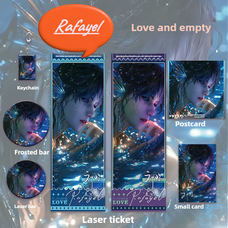 

Love and Deep Space Qi Yu Peripheral Theme Series Laser Ticket Double Flash Bar Keychain Small Card Postcard Gift
