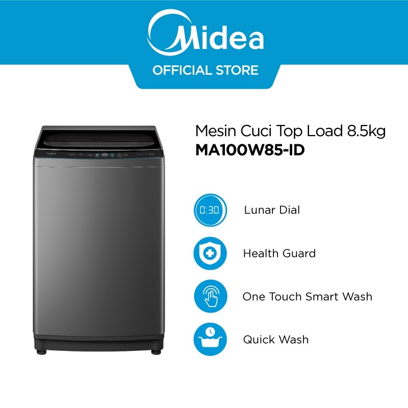 Midea Mesin Cuci Top Loading 7 KG / 8 KG 1 Tabung Quick Wash Otomatis MA100W75-ID / MA100W85-ID