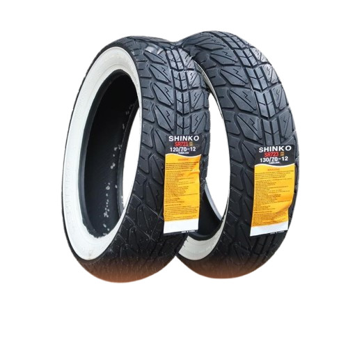 Paket / Satuan Ban Vespa Matic 120/70-12 & 130/70-12 Shinko SR723 WW / White Wall / Ban Shinko Impor