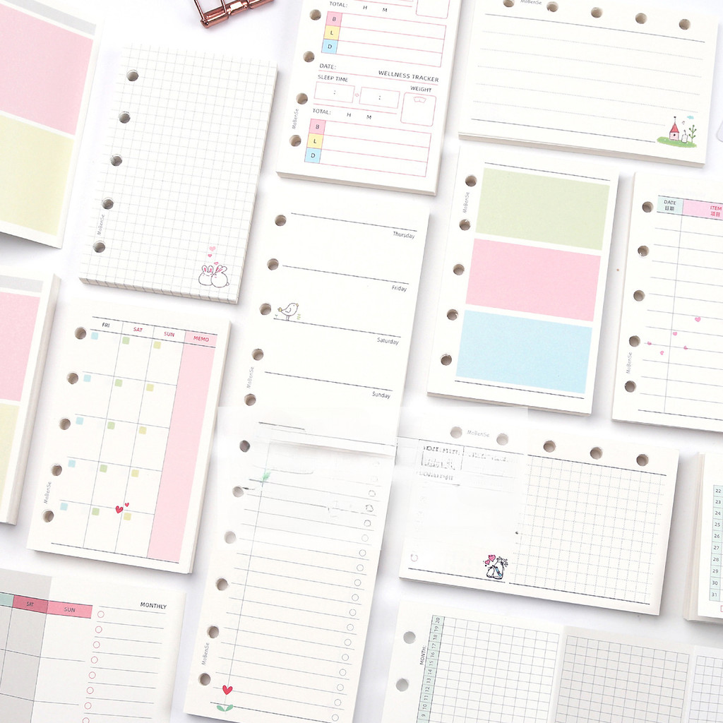 

M5 50Sheets Colorful Loose Leaf Notebook Refill Spiral Binder Inner Page Weekly Monthly To Do Line Grid Inside Paper Stationery