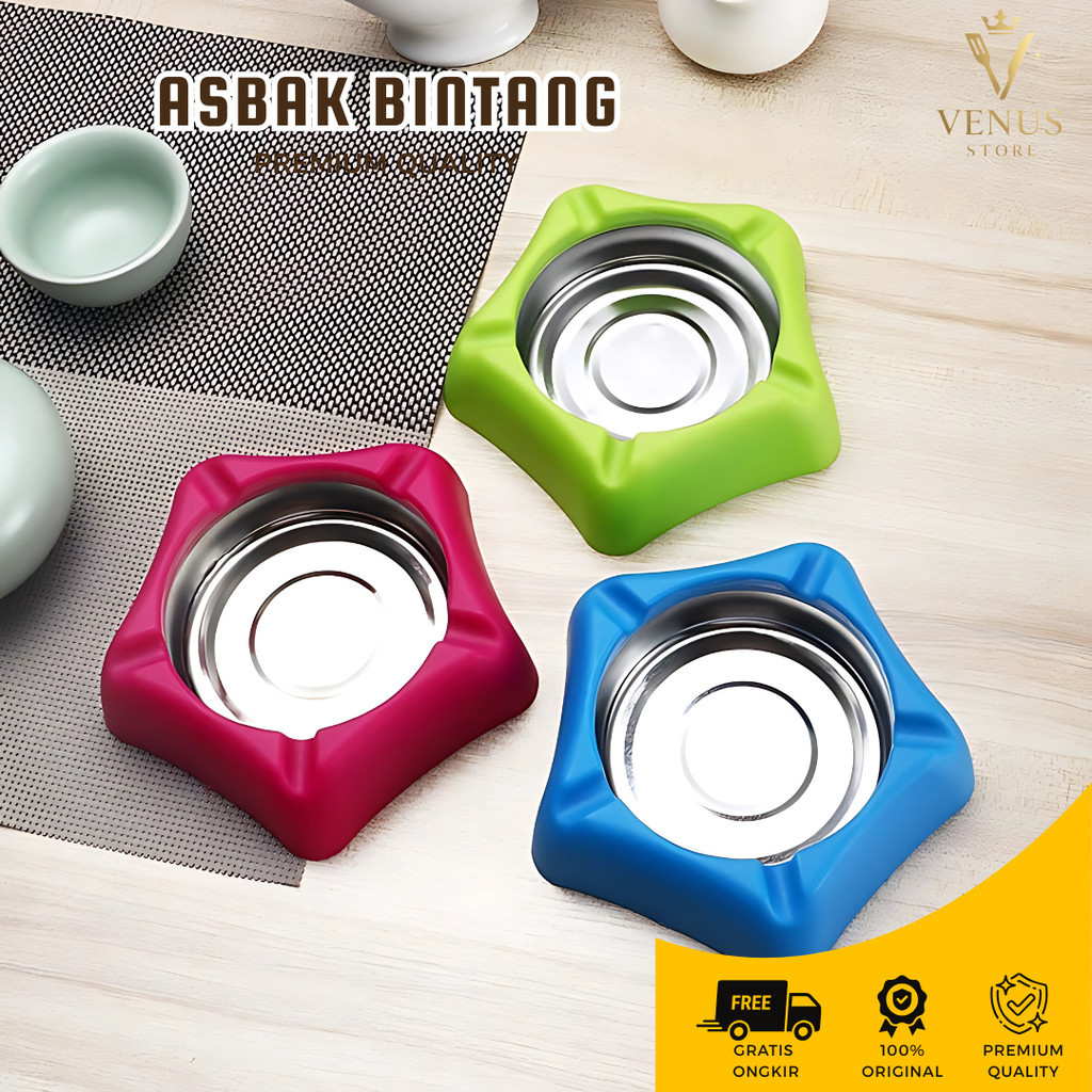 Asbak Rokok Stainless Asbak Bintang Warna Segi Melamin Stainless