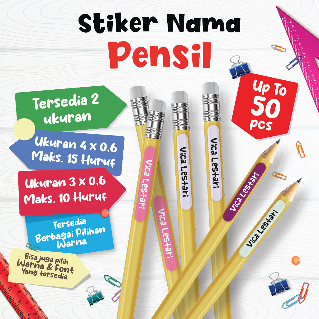 

STIKER LABEL NAMA UNTUK PENSIL WATERPROOF