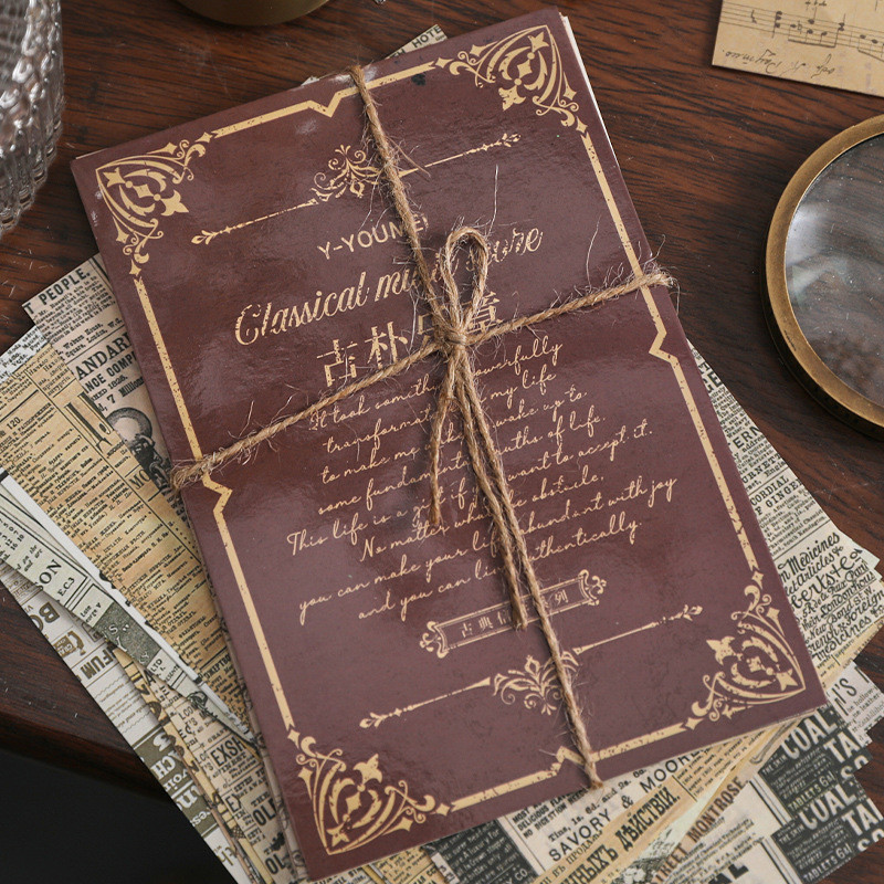 

30 Sheets Vintage art notebook message decorative backing paper Planner handmade DIY Diary Scrapbooking craft paper