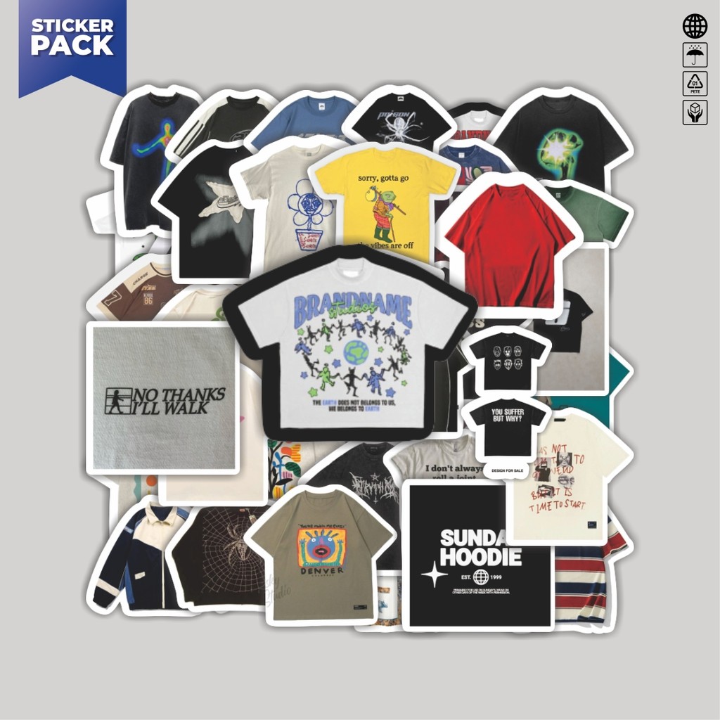 

[100PCS]Stiker Pack Stiker T-Shirt V5 Aesthetic Vinyl Anti Air Dekorasi Sticker Laptop Buku Journal Koper Helm Casing HP Gitar Helm Skateboard