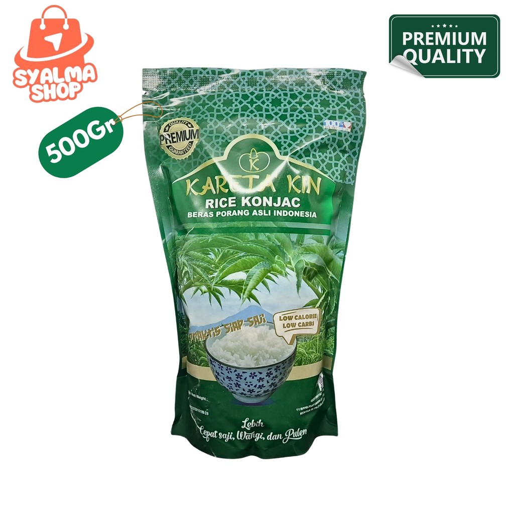 

Kareta Kin Premium Quality Beras Porang Kareta Kin 500gram Diet Rendah Kalori Zero Gula