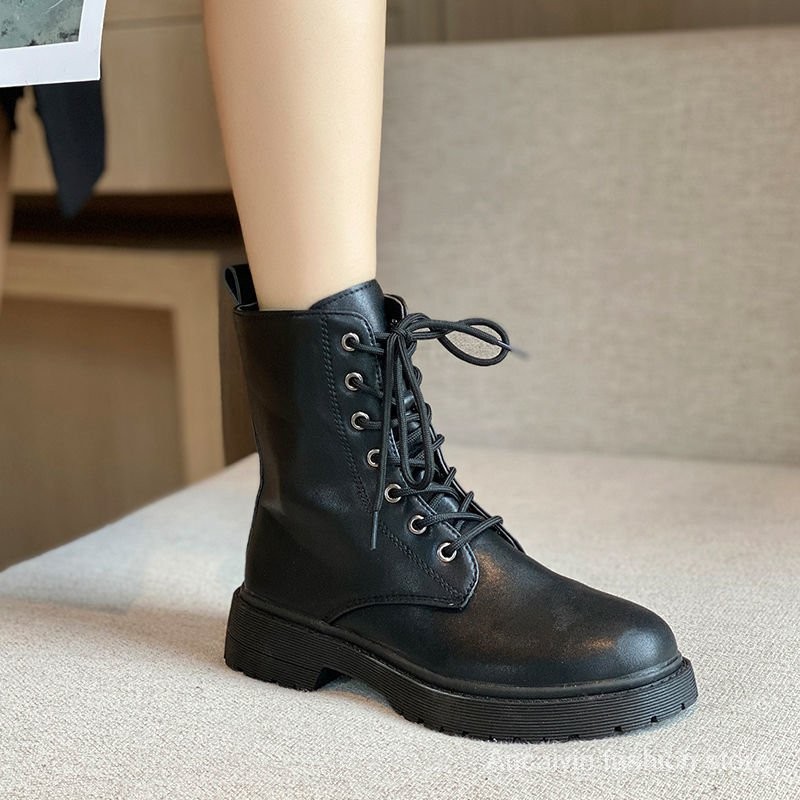 Wanita2021Spring Baru Versi Korea Sepatu Motosikal Fesyen Liar Bersih Merah Martin Boots Suarez