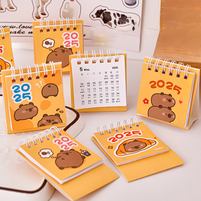 

Creative Mini Cartoon Desk Calendar Cute Capybara Portable Pocket Calendar Manage Time Schedule Desktop Decoration Gifts