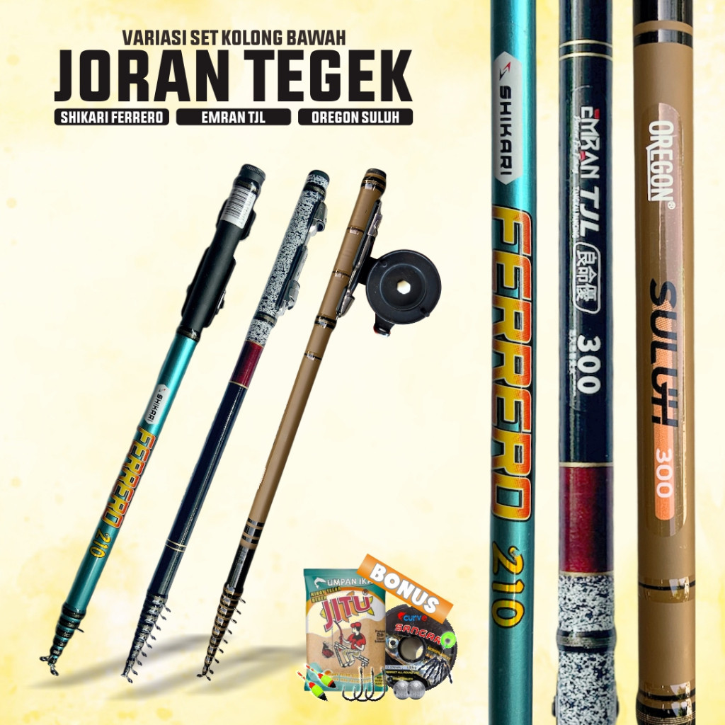 Joran Tegek Set Kolong EMRAN TJL Oregon Suluh Fiber Ruas Pendek Reelseat di bawah Tokos Siap Pakai