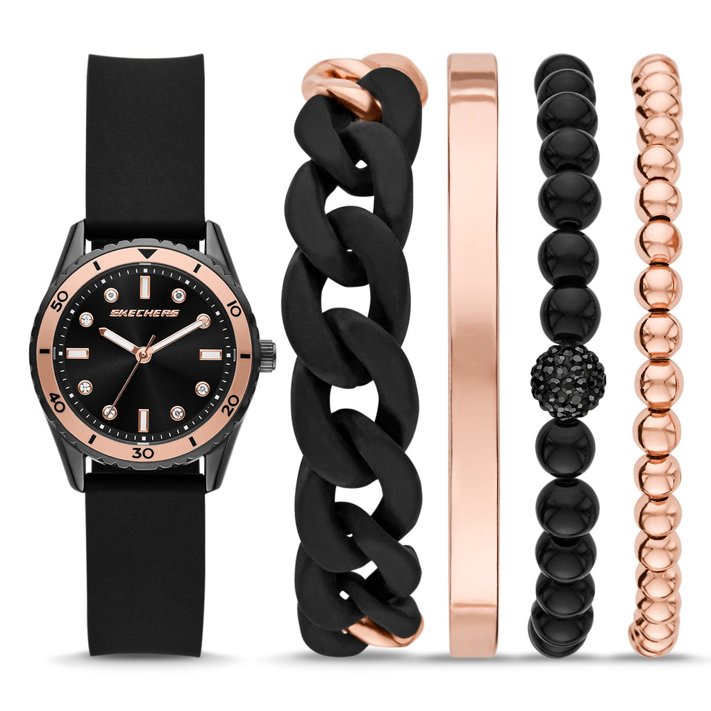 Skechers Analog Sets Black Dial Silicone Jam Tangan Wanita 31MM SR9113