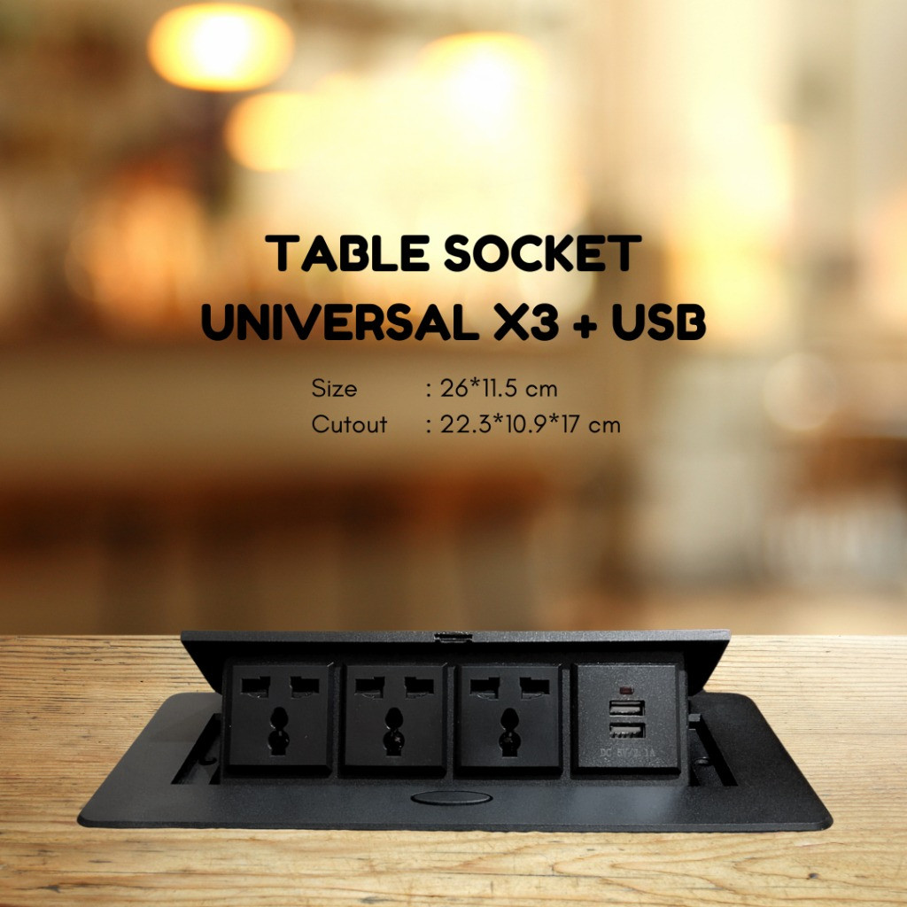 STOP KONTAK MEJA MEETING UNIVERSAL + USB TANAM HITAM
