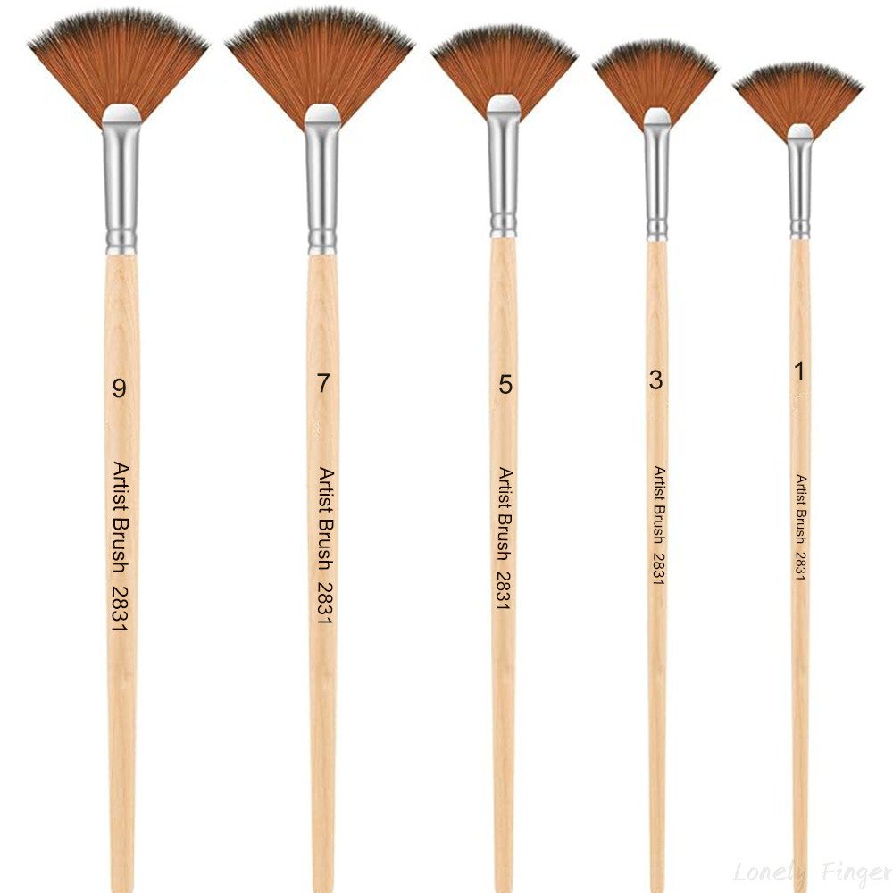 

5/10 Pcs Artist Fan Nylon Paint Brushes Set,Professional Soft for Acrylic Oil Watercolor Gouache Painting Kits with Wood Handle